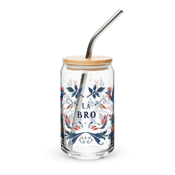 La Bro Exclusive Art Piece Can-Shaped Glass Home Office Work Mexican Spanish Pride Gift Cup One-Of-A-Kind Calligraphy Glass | L6