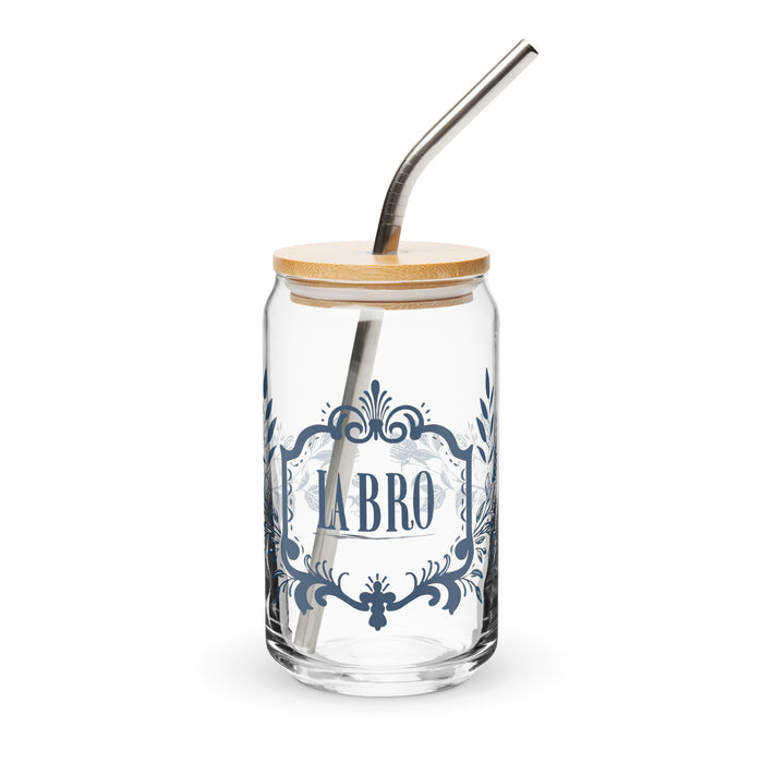 La Bro Exclusive Art Piece Can-Shaped Glass Home Office Work Mexican Spanish Pride Gift Cup One-Of-A-Kind Calligraphy Glass | L7