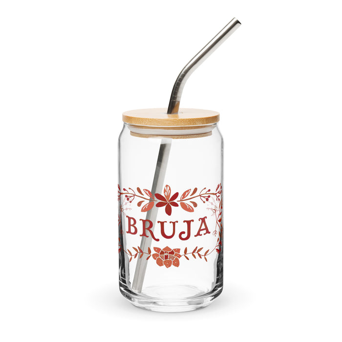 La Bruja Exclusive Art Piece Can-Shaped Glass Home Office Work Mexican Spanish Pride Gift Cup One-Of-A-Kind Calligraphy Glass | L4