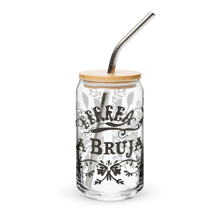 La Bruja Exclusive Art Piece Can-Shaped Glass Home Office Work Mexican Spanish Pride Gift Cup One-Of-A-Kind Calligraphy Glass | L6