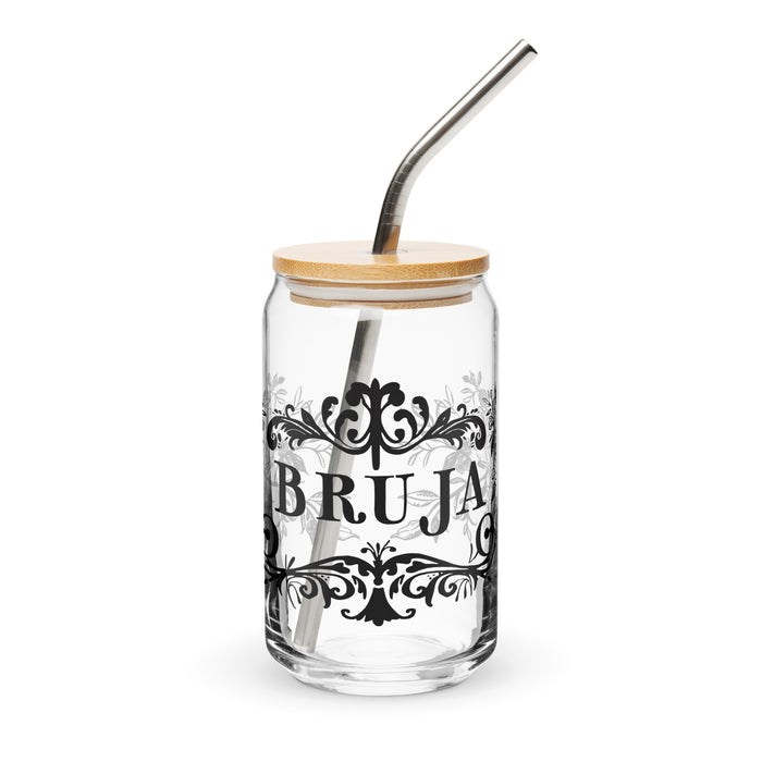 La Bruja Exclusive Art Piece Can-Shaped Glass Home Office Work Mexican Spanish Pride Gift Cup One-Of-A-Kind Calligraphy Glass | L10