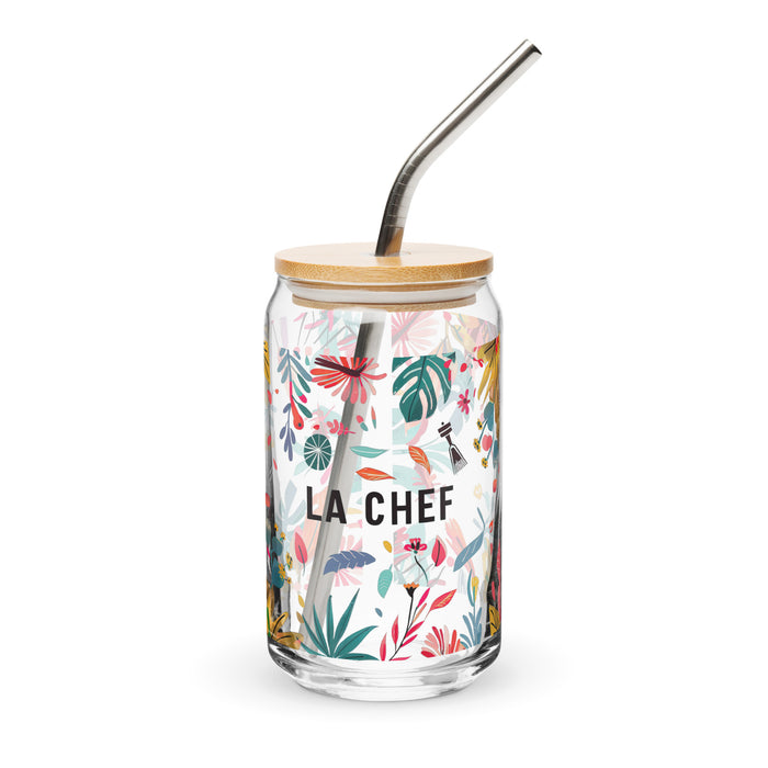 La Chef Exclusive Art Piece Can-Shaped Glass Home Office Work Mexican Spanish Pride Gift Cup One-Of-A-Kind Calligraphy Glass | L1