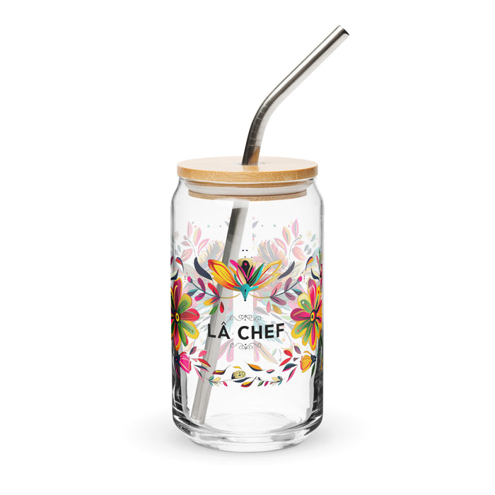 La Chef Exclusive Art Piece Can-Shaped Glass Home Office Work Mexican Spanish Pride Gift Cup One-Of-A-Kind Calligraphy Glass | L4