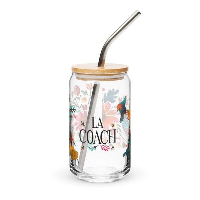 La Coach Exclusive Art Piece Can-Shaped Glass Home Office Work Mexican Spanish Pride Gift Cup One-Of-A-Kind Calligraphy Glass | L4