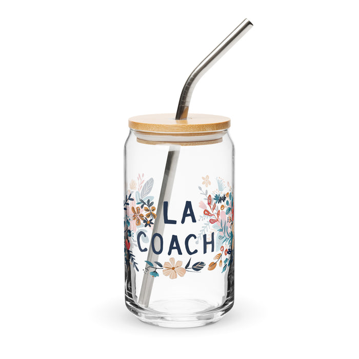 La Coach Exclusive Art Piece Can-Shaped Glass Home Office Work Mexican Spanish Pride Gift Cup One-Of-A-Kind Calligraphy Glass | L5