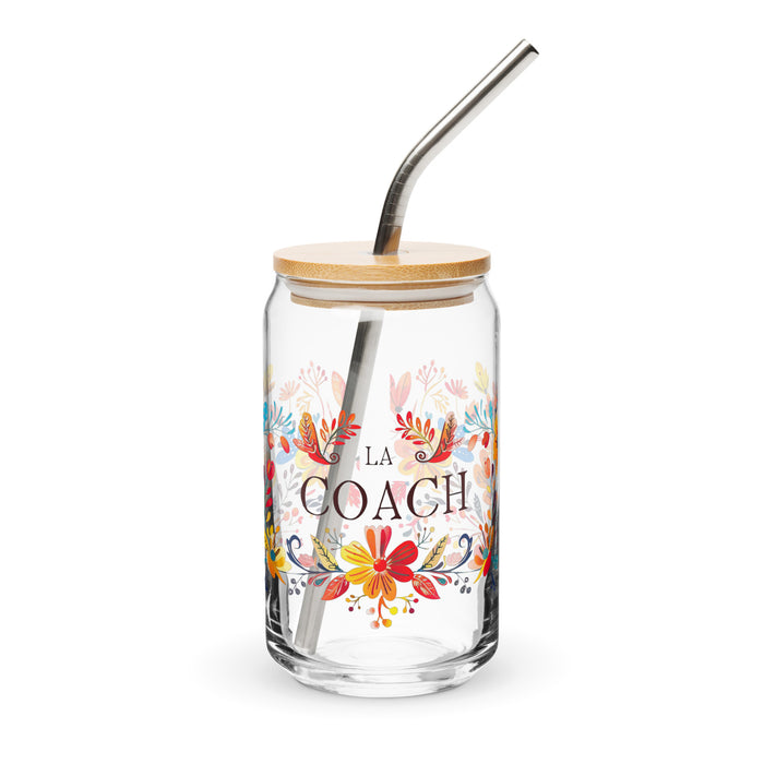 La Coach Exclusive Art Piece Can-Shaped Glass Home Office Work Mexican Spanish Pride Gift Cup One-Of-A-Kind Calligraphy Glass | L7