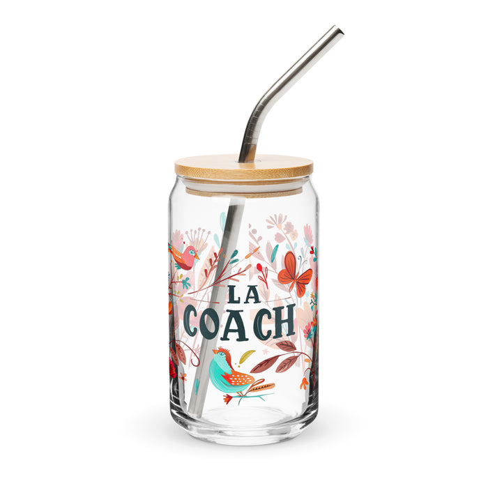 La Coach Exclusive Art Piece Can-Shaped Glass Home Office Work Mexican Spanish Pride Gift Cup One-Of-A-Kind Calligraphy Glass | L9