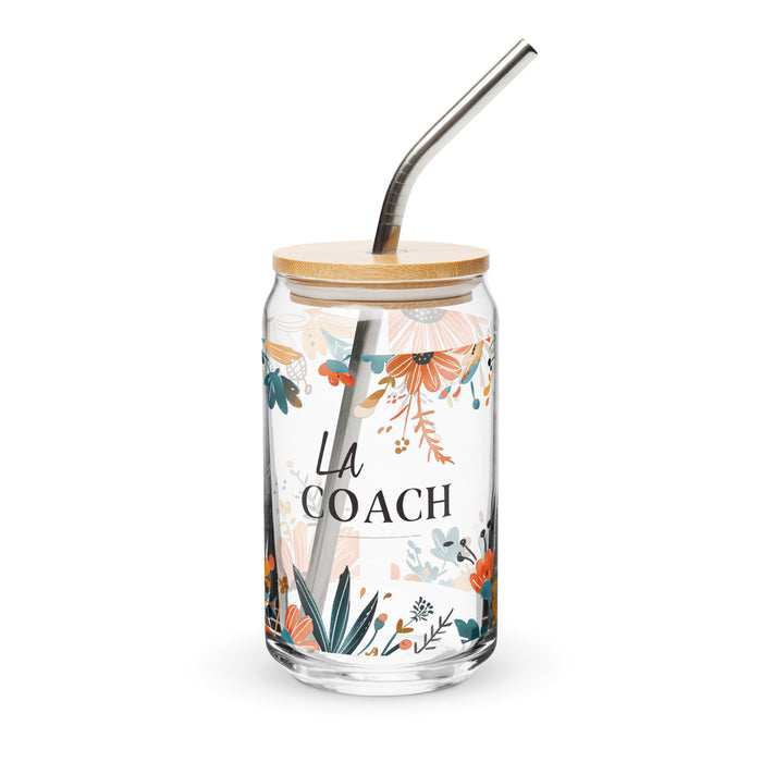 Pieza de arte exclusiva de La Coach, vaso de vidrio con forma de lata, para el hogar, la oficina, el trabajo, el orgullo mexicano, vaso de regalo, vaso de caligrafía único en su tipo | L12