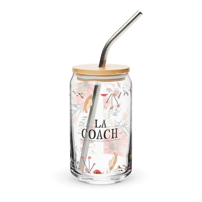 La Coach Exclusive Art Piece Can-Shaped Glass Home Office Work Mexican Spanish Pride Gift Cup One-Of-A-Kind Calligraphy Glass | L13