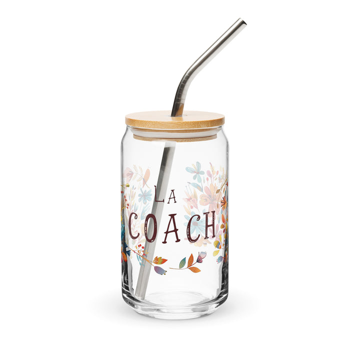 Pieza de arte exclusiva de La Coach, vaso de vidrio con forma de lata, para el hogar, la oficina, el trabajo, el orgullo mexicano, vaso de regalo, vaso de caligrafía único en su tipo | L16