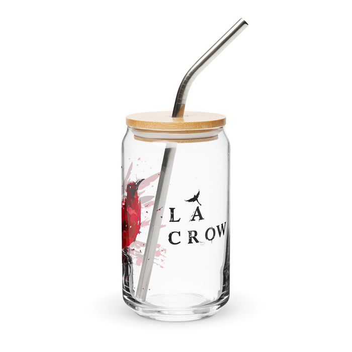 La Crow Exclusive Art Piece Can-Shaped Glass Home Office Work Mexican Spanish Pride Gift Cup One-Of-A-Kind Calligraphy Glass | L1