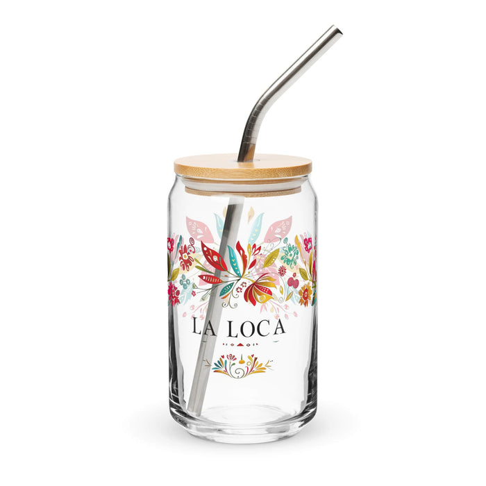 La Loca Exclusive Art Piece Can-Shaped Glass Home Office Work Mexican Spanish Pride Gift Cup One-Of-A-Kind Calligraphy Glass | L2