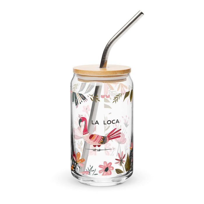 Pièce d'art exclusive La Loca en verre en forme de canette pour la maison, le bureau, le travail, la fierté mexicaine et espagnole, tasse cadeau, verre de calligraphie unique en son genre | L5