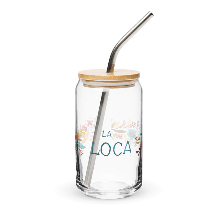 La Loca Exclusive Art Piece Can-Shaped Glass Home Office Work Mexican Spanish Pride Gift Cup One-Of-A-Kind Calligraphy Glass | L10