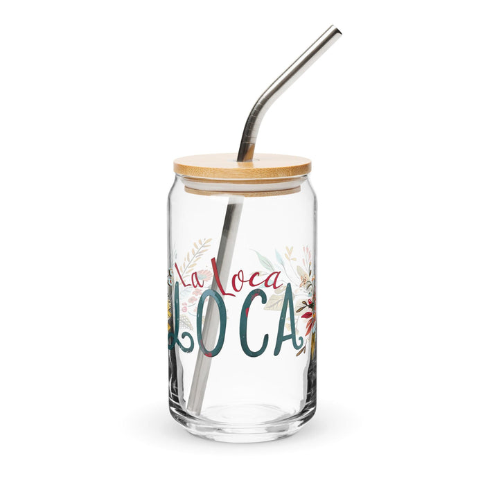 La Loca Exclusive Art Piece Can-Shaped Glass Home Office Work Mexican Spanish Pride Gift Cup One-Of-A-Kind Calligraphy Glass | L15