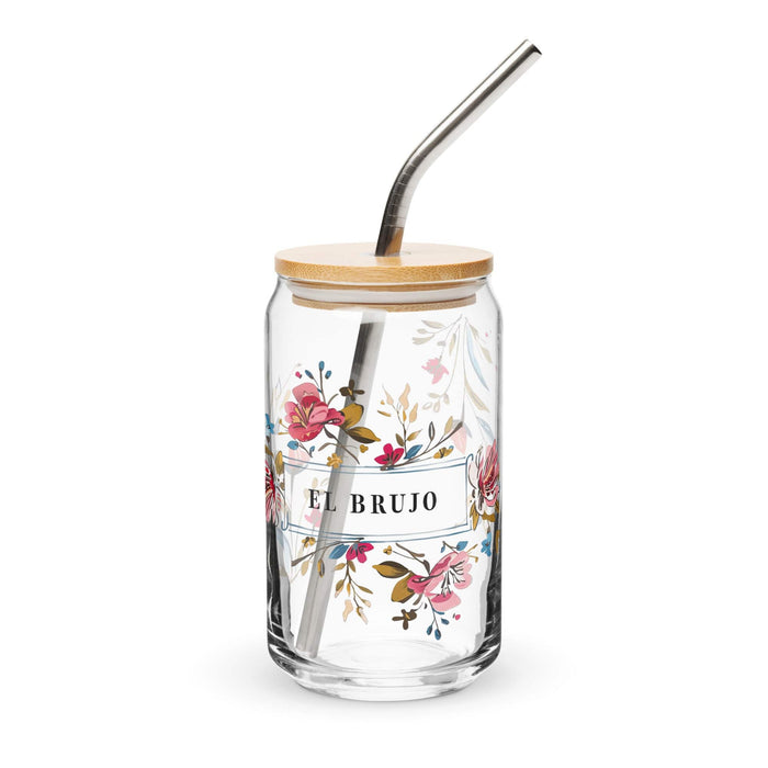 El Brujo Pièce d'art exclusive en verre en forme de canette Bureau à domicile Travail Tasse cadeau de fierté espagnole mexicaine Verre de calligraphie unique en son genre | E11