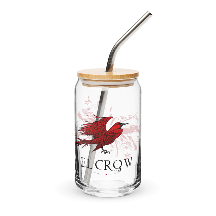 El Crow Exclusive Art Piece Can-Shaped Glass Home Office Work Mexican Spanish Pride Gift Cup One-Of-A-Kind Calligraphy Glass | E15