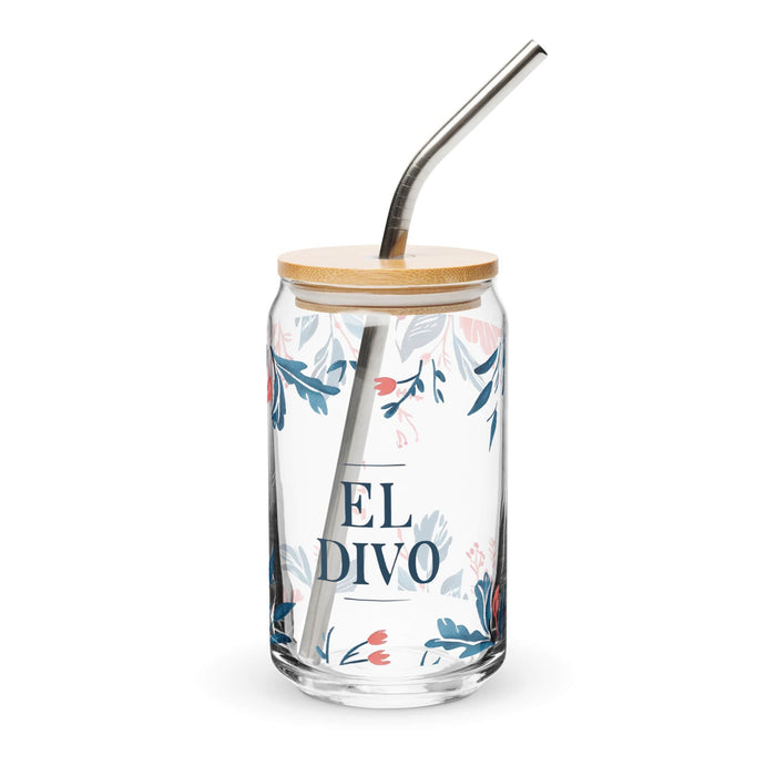 El Divo Exclusive Art Piece Can-Shaped Glass Home Office Work Mexican Spanish Pride Gift Cup One-Of-A-Kind Calligraphy Glass | E9