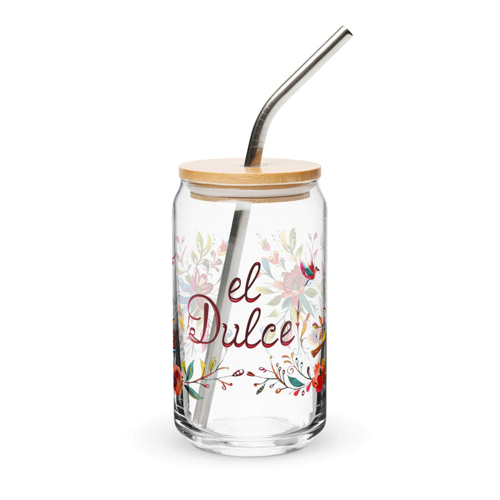 El Dulce Exclusive Art Piece Can-Shaped Glass Home Office Work Mexican Spanish Pride Gift Cup One-Of-A-Kind Calligraphy Glass | E2