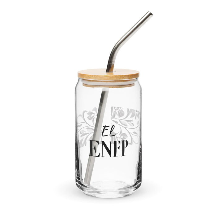 El Enfp Exclusive Art Piece Can-Shaped Glass Home Office Work Mexican Spanish Pride Gift Cup One-Of-A-Kind Calligraphy Glass | E8