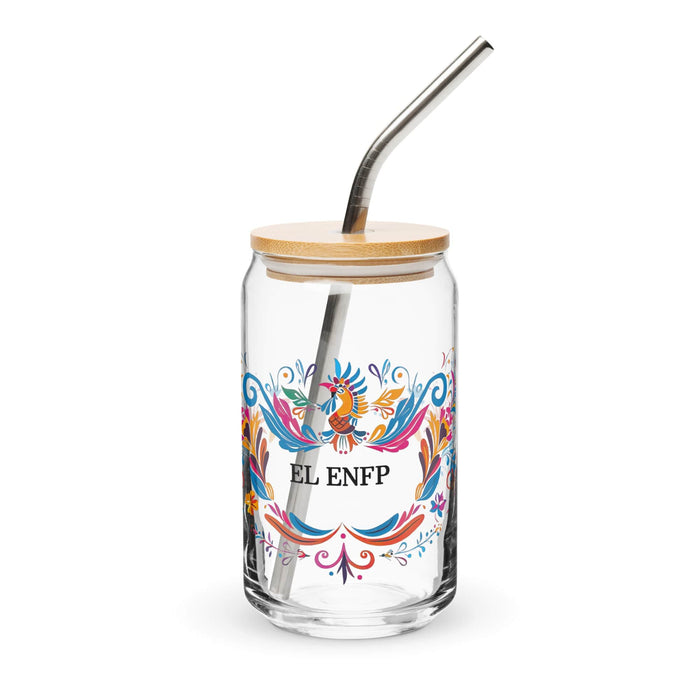 El Enfp Exclusive Art Piece Can-Shaped Glass Home Office Work Mexican Spanish Pride Gift Cup One-Of-A-Kind Calligraphy Glass | E11