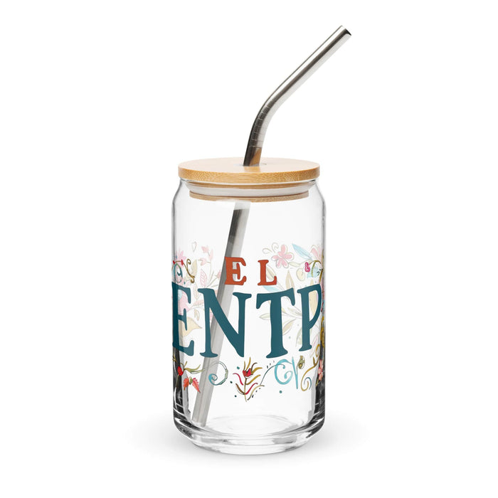 El Entp Exclusive Art Piece Can-Shaped Glass Home Office Work Mexican Spanish Pride Gift Cup One-Of-A-Kind Calligraphy Glass | E6