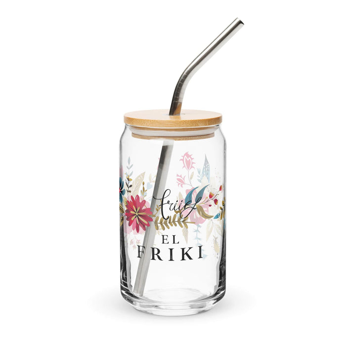 El Friki Pièce d'art exclusive en verre en forme de canette Bureau à domicile Travail Tasse cadeau de fierté espagnole mexicaine Verre de calligraphie unique en son genre | E10