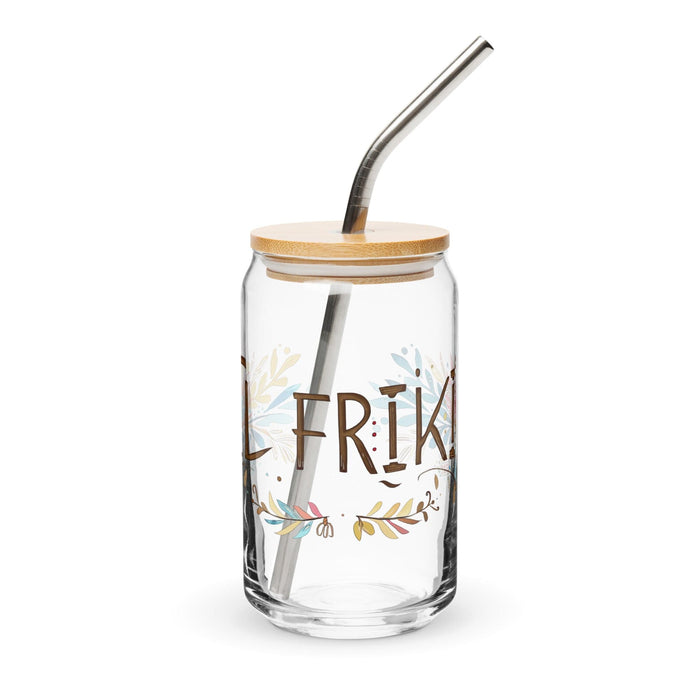 Pieza de arte exclusiva de El Friki, vaso de vidrio con forma de lata, regalo para el hogar, la oficina, el trabajo, el orgullo mexicano, vaso de vidrio con caligrafía única en su tipo | E12