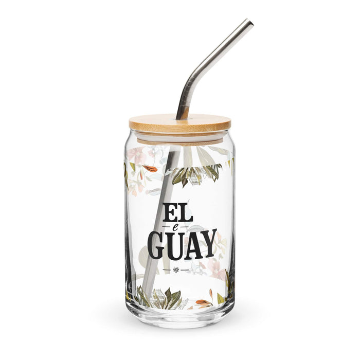 El Guay Exclusive Art Piece Can-Shaped Glass Home Office Work Mexican Spanish Pride Gift Cup One-Of-A-Kind Calligraphy Glass | E12