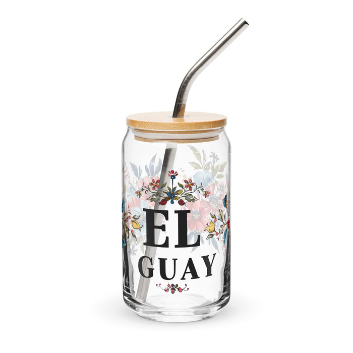 El Guay Exclusive Art Piece Can-Shaped Glass Home Office Work Mexican Spanish Pride Gift Cup One-Of-A-Kind Calligraphy Glass | E22