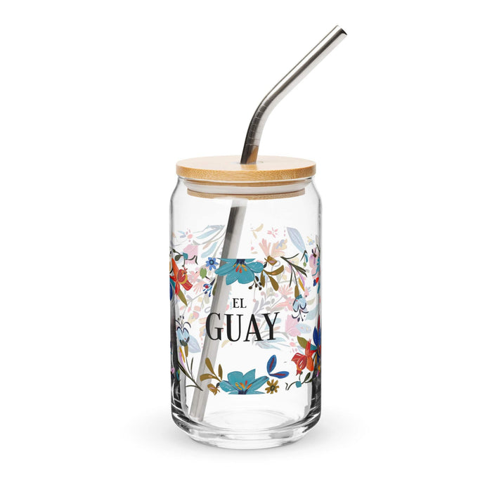 El Guay Exclusive Art Piece Can-Shaped Glass Home Office Work Mexican Spanish Pride Gift Cup One-Of-A-Kind Calligraphy Glass | E24