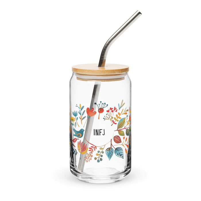 El Infj Pièce d'art exclusive en verre en forme de canette Bureau à domicile Travail Tasse cadeau de fierté espagnole mexicaine Verre de calligraphie unique en son genre | E3