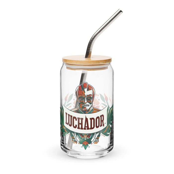 Pieza de arte exclusiva de Luchador, vaso de vidrio con forma de lata, regalo para el hogar, la oficina, el trabajo, el orgullo mexicano, vaso de vidrio con caligrafía única en su tipo | L3