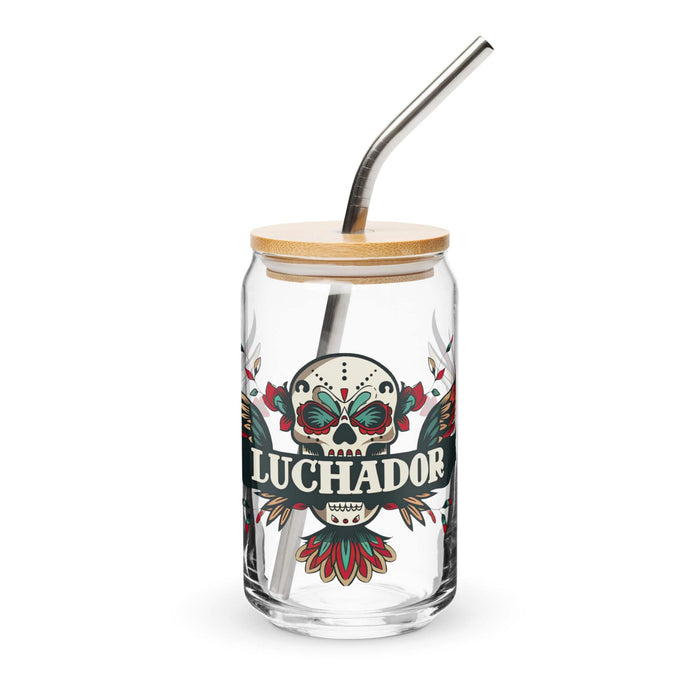 Pieza de arte exclusiva de Luchador, vaso de vidrio con forma de lata, regalo para el hogar, la oficina, el trabajo, el orgullo mexicano, vaso de vidrio con caligrafía única en su tipo | L8