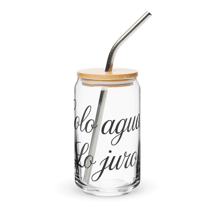 Solo Agua Lo Juro Exclusive Art Piece Can-Shaped Glass Home Office Work Mexican Spanish Pride Gift Cup One-Of-A-Kind Calligraphy Glass | S21