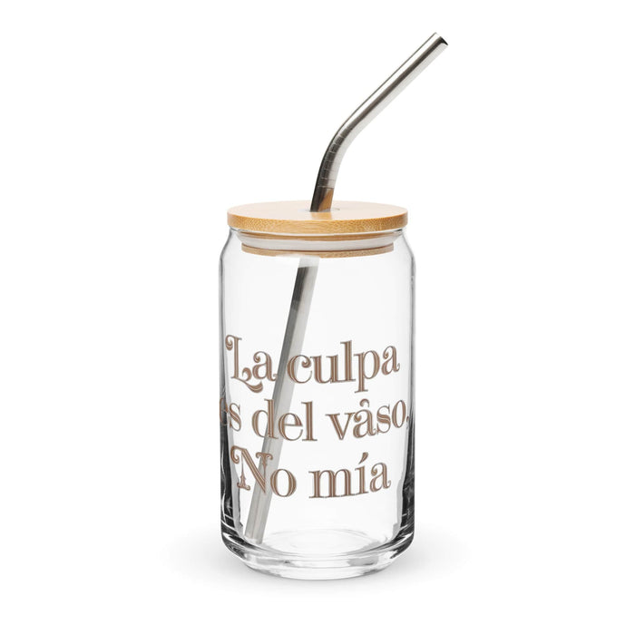 La Culpa Es Del Vaso, No Mía Exclusive Art Piece Can-Shaped Glass Home Office Work Mexican Spanish Pride Gift Cup One-Of-A-Kind Calligraphy Glass | L13