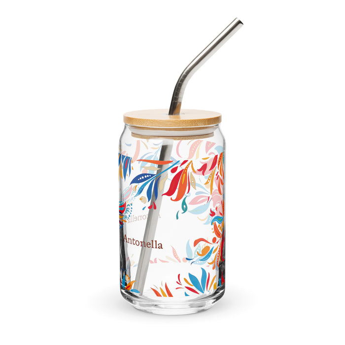 Pièce d'art exclusive Antonella en verre en forme de canette pour la maison, le bureau, le travail, la fierté mexicaine et espagnole, tasse cadeau, verre de calligraphie unique en son genre | A1