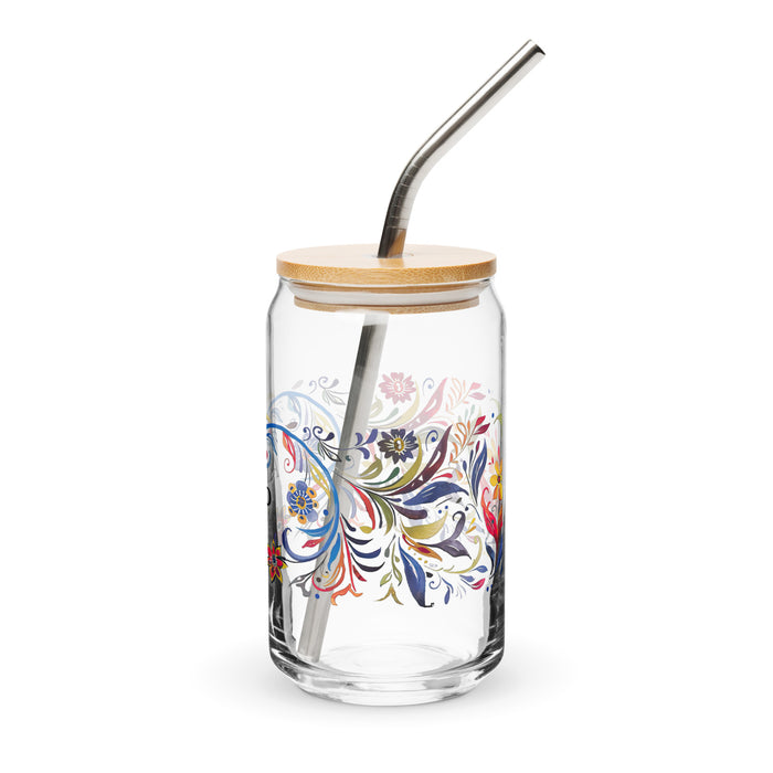 Pièce d'art exclusive avec nom d'Antonio en verre en forme de canette pour la maison, le bureau, le travail, la fierté mexicaine et espagnole, tasse cadeau, verre de calligraphie unique en son genre | A13