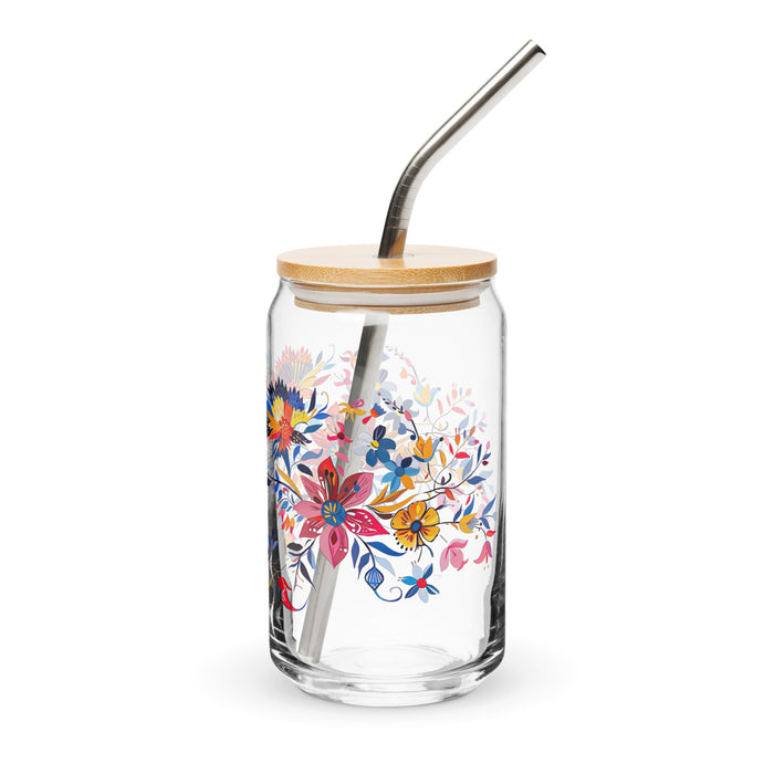 Pièce d'art exclusive avec nom de Benjamín en verre en forme de canette pour la maison, le bureau, le travail, la fierté mexicaine et espagnole, tasse cadeau, verre de calligraphie unique en son genre | B44