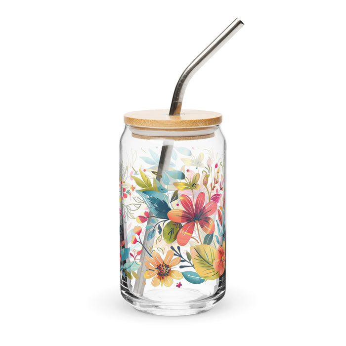 Pièce d'art exclusive avec nom de Berenice en verre en forme de canette pour la maison, le bureau, le travail, la fierté mexicaine et espagnole, tasse cadeau, verre de calligraphie unique en son genre | B18