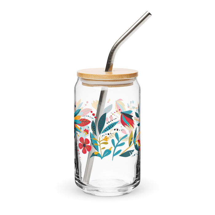 Pièce d'art exclusive avec nom de Berta en verre en forme de canette pour la maison, le bureau, le travail, la fierté mexicaine et espagnole, tasse cadeau, verre de calligraphie unique en son genre | B11