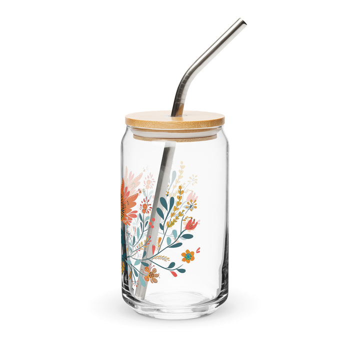 Pièce d'art exclusive avec nom de Berta en verre en forme de canette pour la maison, le bureau, le travail, la fierté mexicaine et espagnole, tasse cadeau, verre de calligraphie unique en son genre | B12