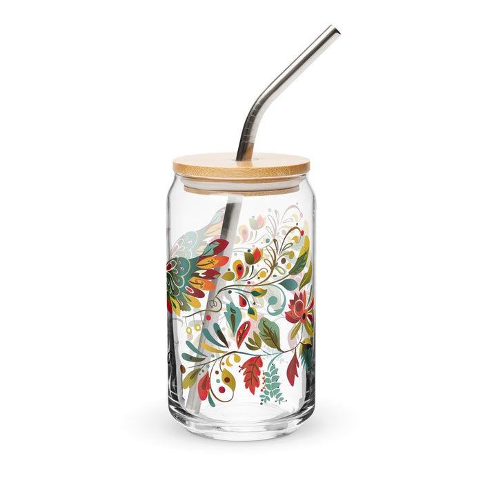 Pièce d'art exclusive Berta en verre en forme de canette pour la maison, le bureau, le travail, la fierté mexicaine et espagnole, tasse cadeau, verre de calligraphie unique en son genre | B14