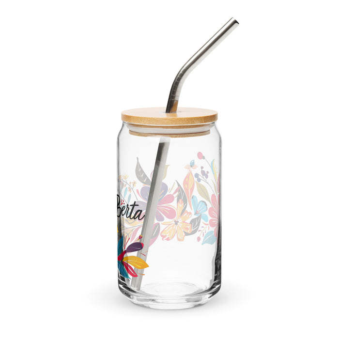 Pièce d'art exclusive Berta en verre en forme de canette pour la maison, le bureau, le travail, la fierté mexicaine et espagnole, tasse cadeau, verre de calligraphie unique en son genre | B25