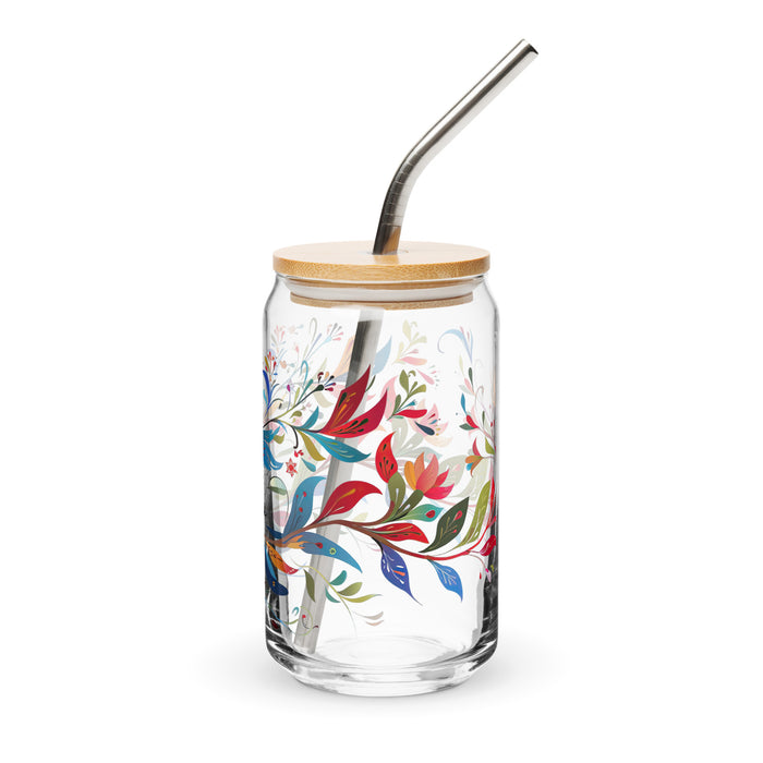 Pièce d'art exclusive Bianca en verre en forme de canette pour la maison, le bureau, le travail, la fierté mexicaine et espagnole, tasse cadeau, verre de calligraphie unique en son genre | B1