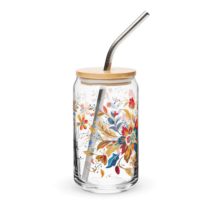 Pièce d'art exclusive Bianca en verre en forme de canette pour la maison, le bureau, le travail, la fierté mexicaine et espagnole, tasse cadeau, verre de calligraphie unique en son genre | B4