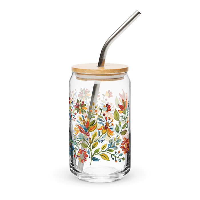 Pièce d'art exclusive Bianca en verre en forme de canette pour la maison, le bureau, le travail, la fierté mexicaine et espagnole, tasse cadeau, verre de calligraphie unique en son genre | B5