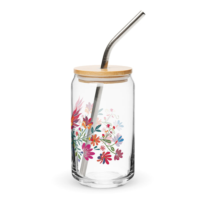 Pièce d'art exclusive Bianca en verre en forme de canette pour la maison, le bureau, le travail, la fierté mexicaine et espagnole, tasse cadeau, verre de calligraphie unique en son genre | B10