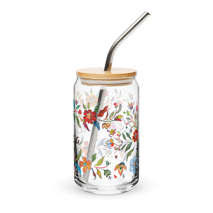 Pièce d'art exclusive Bianca en verre en forme de canette pour la maison, le bureau, le travail, la fierté mexicaine et espagnole, tasse cadeau, verre de calligraphie unique en son genre | B14