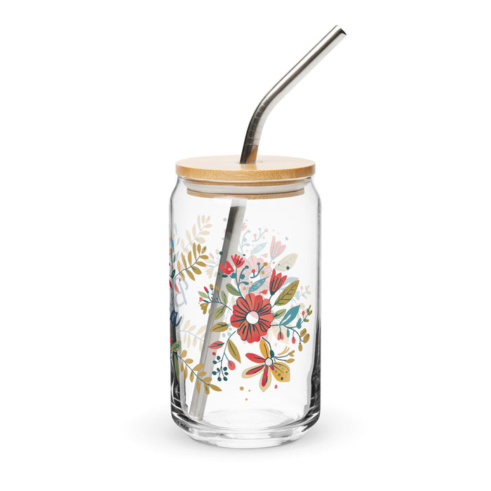 Pièce d'art exclusive Bianca en verre en forme de canette pour la maison, le bureau, le travail, la fierté mexicaine et espagnole, tasse cadeau, verre de calligraphie unique en son genre | B21